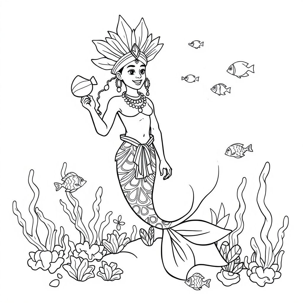 African American Mermaid Coloring Pages